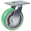 500 series 160mm swivel top plate 140x110mm castor with green convex elastic polyurethane on cast iron centre ball bearing wheel 500kg