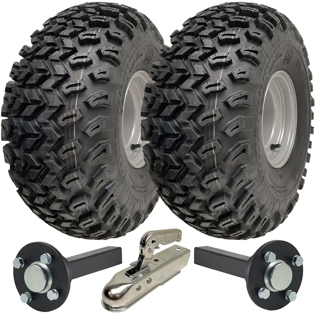 ATV Trailer Kit, 22x11.00-8 4pr P334 Utility tyre, Hub/stub axle 35x35mm, pressed hitch, 750kg load capacity