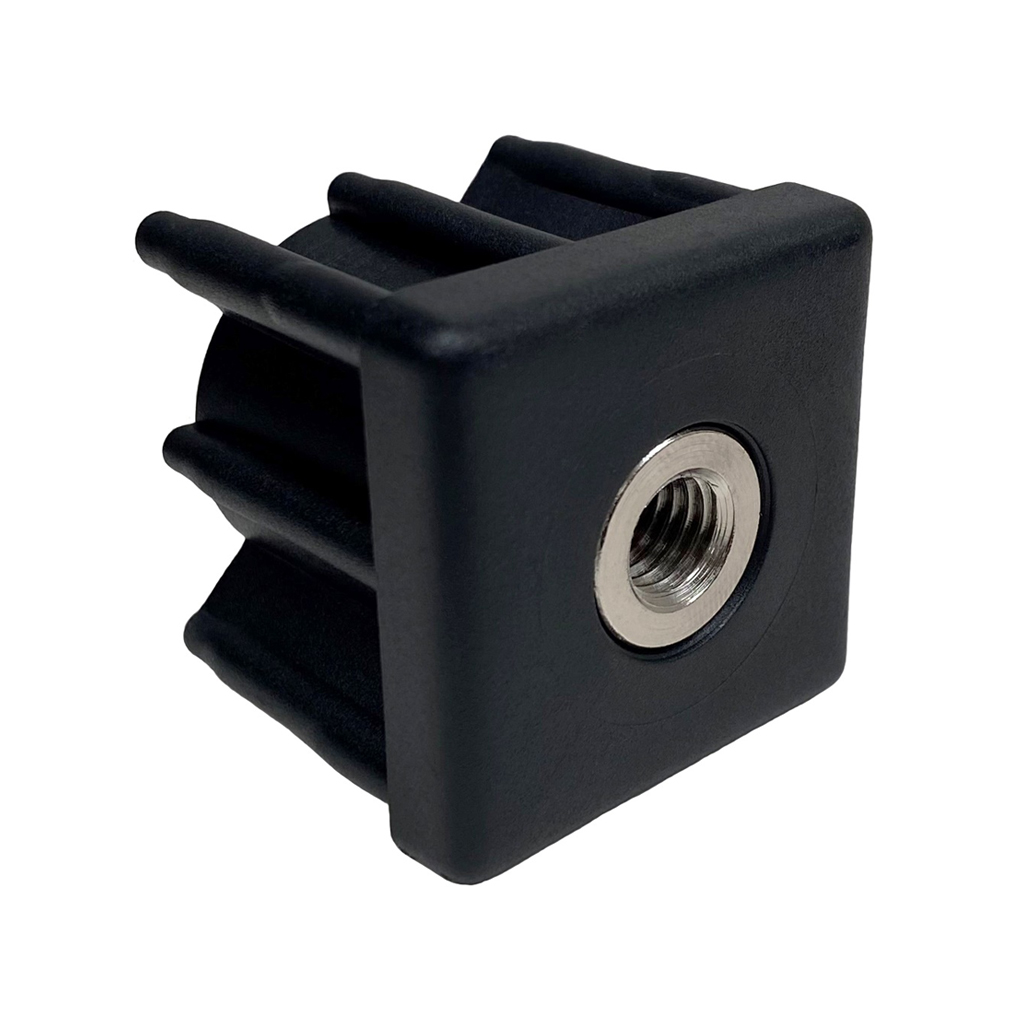 Threaded plastic insert 40x40mm M12 1.5mm stainless steel thread 500kg