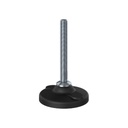 M12x100 Stainless steel levelling foot 80mm plastic base & fixing holes 1000kg AISI 304/A2