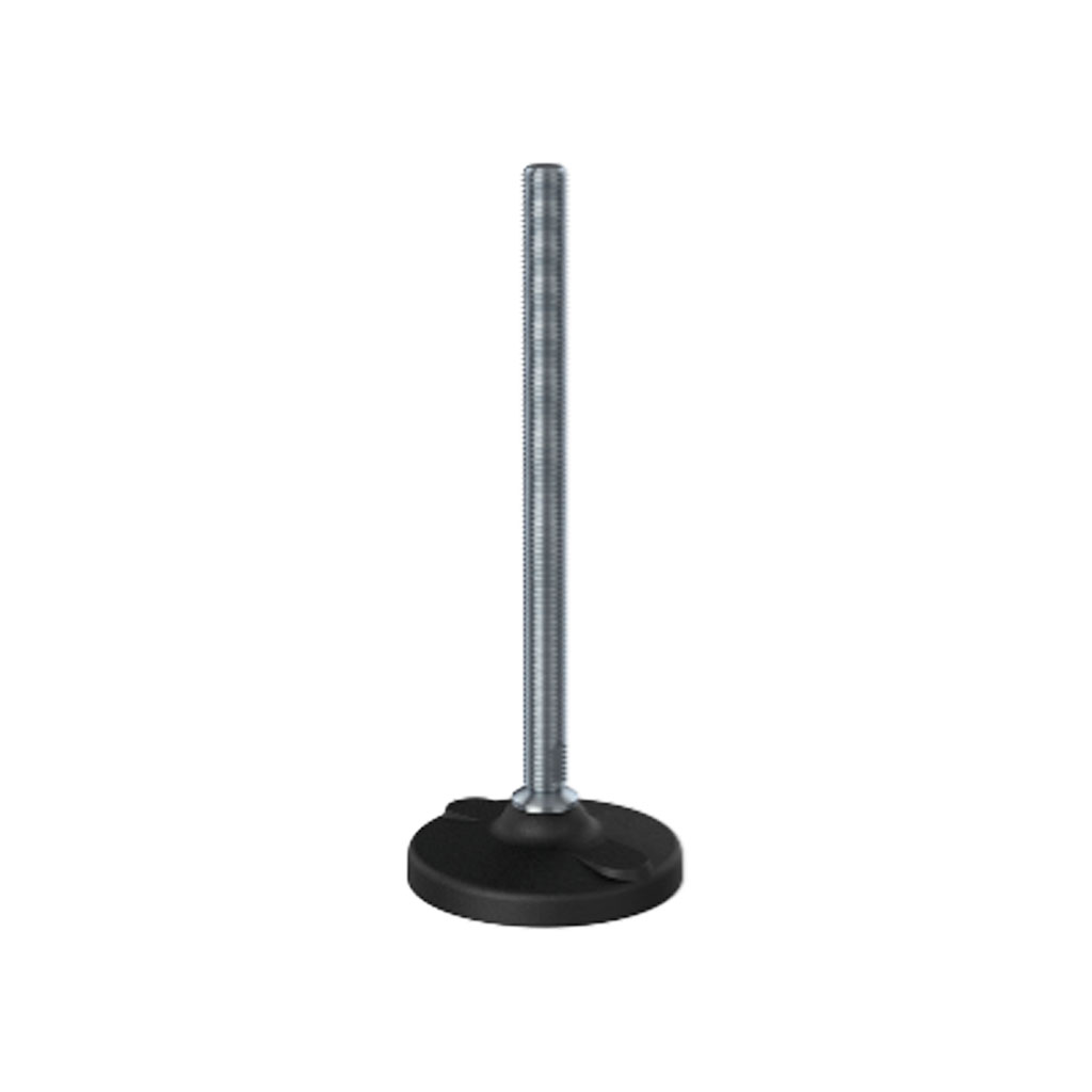 M16x230 Stainless steel levelling foot 100mm plastic base & fixing holes 1250kg AISI 304/A2