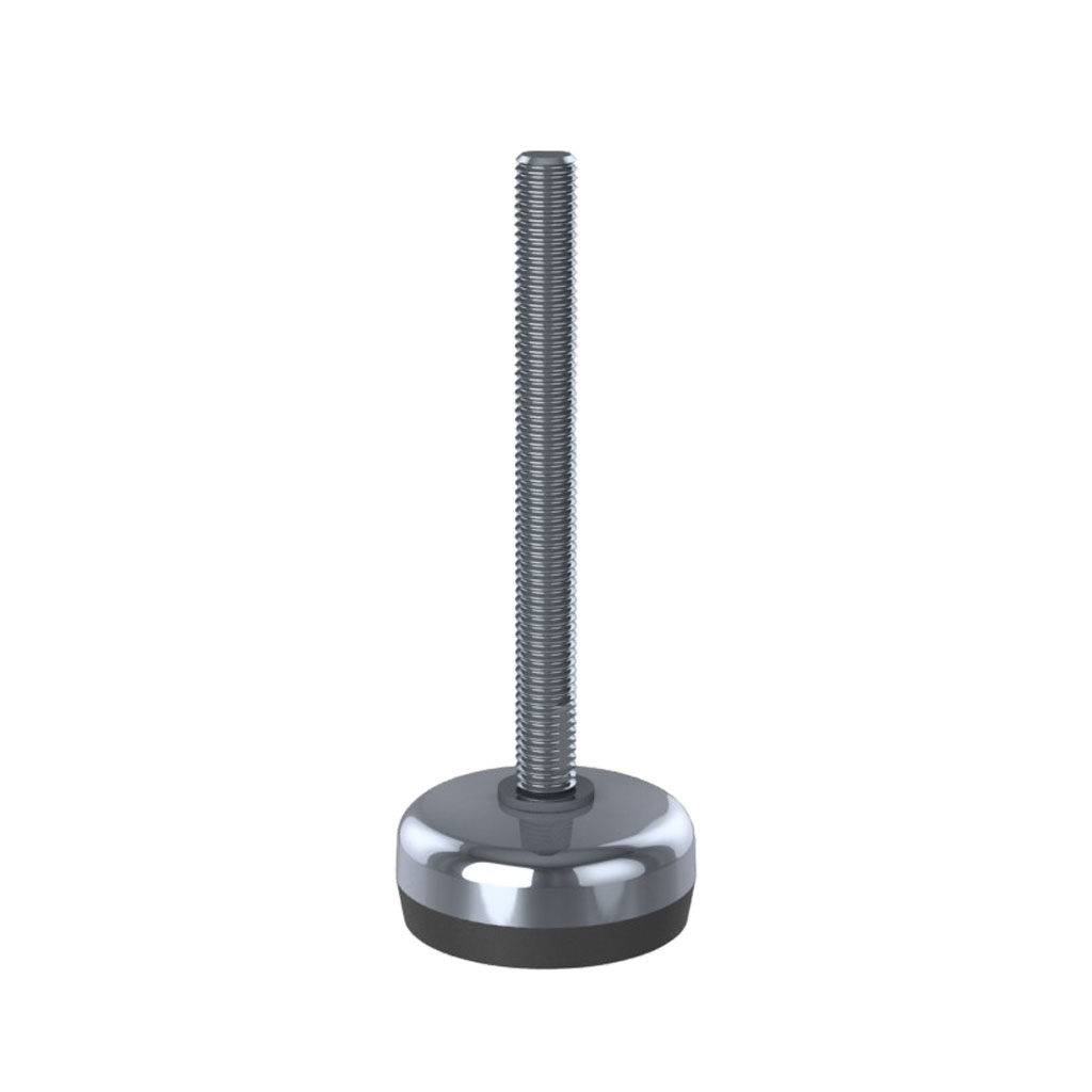 M10x100 Stainless steel levelling foot 50mm stainless base with anti-vibration rubber pad 350kg AISI 304/A2