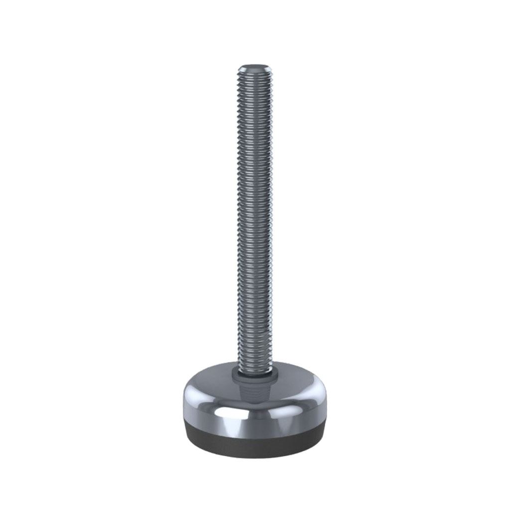 M12x100 Stainless steel levelling foot 50mm stainless base with anti-vibration rubber pad 400kg AISI 304/A2