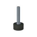 M10x50 Stainless steel levelling foot 30mm soft black rubber base 75 shore 25kg AISI 304/A2