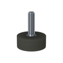 M12x40 Stainless steel levelling foot 50mm soft black rubber base 75 shore 90kg AISI 304/A2