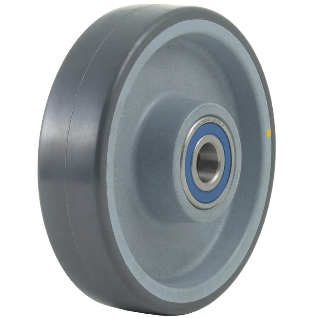 Wheel series 160mm POTH electrically conductive grey polyurethane on nylon centre 20mm bore hub length 60mm stainless steel ball bearing 360kg
