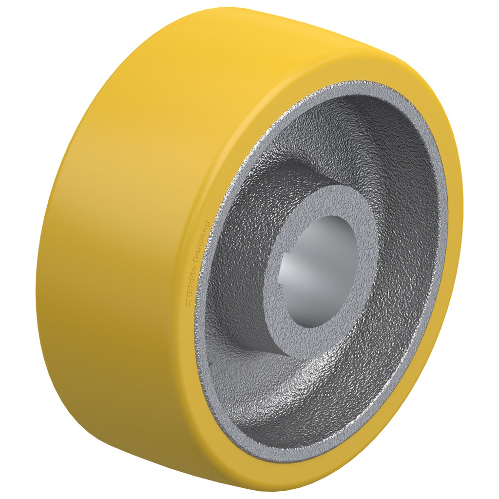 GTHN 202/50H7 200x80mm Extrathane polyurethane on cast iron centre bore 50mm H7 hub length 80mm plain bearing with keyway 14x3.8mm 1400kg