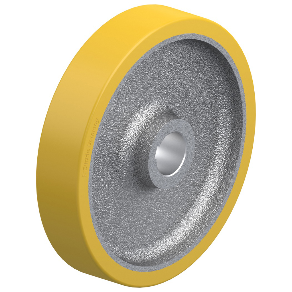 GTHN 251/40H7 250x50mm Extrathane polyurethane on cast iron centre bore 40mm H7 hub length 60mm plain bearing with keyway 12x3.3mm 1100kg