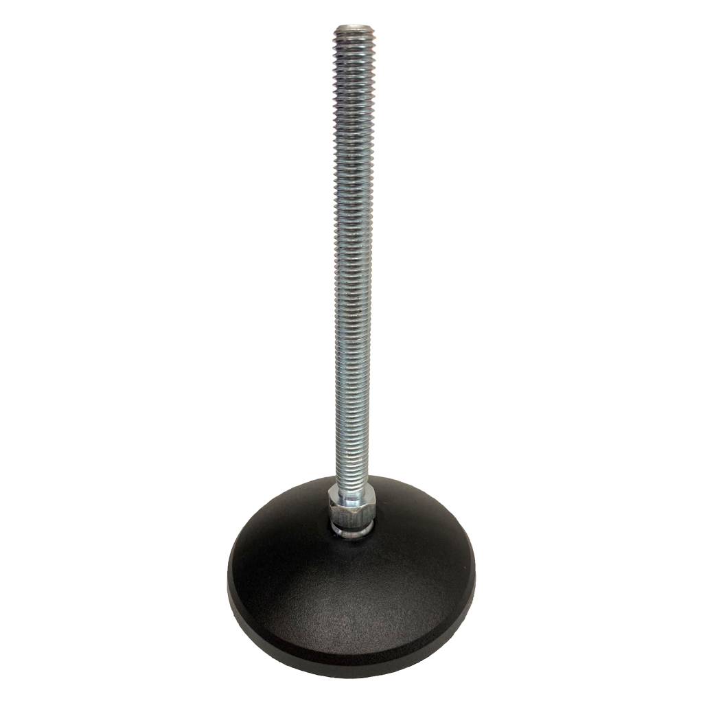 M10x125 Zinc plated tilting levelling foot with 80mm plastic base 470kg