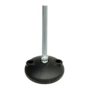 M10x90 Zinc plated tilting levelling foot, 80mm plastic base with holes 470kg