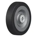 SE 200/20K Wheel series 200mm black elastic rubber on welded steel centre 20mm bore hub length 60mm ball bearings 600kg