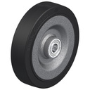 Wheel series 200mm black elastic rubber on welded steel centre 20mm bore hub length 60mm ball bearings 600kg