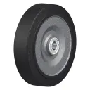 SE 250/25K Wheel series 250mm black elastic rubber on welded steel centre 25mm bore hub length 70mm ball bearings 850kg