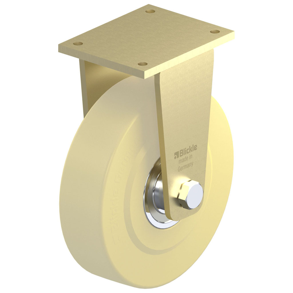 BS-GSPO 300K 300x80mm fixed top plate 255x200mm castor with cast nylon ball bearing wheel 6000kg.