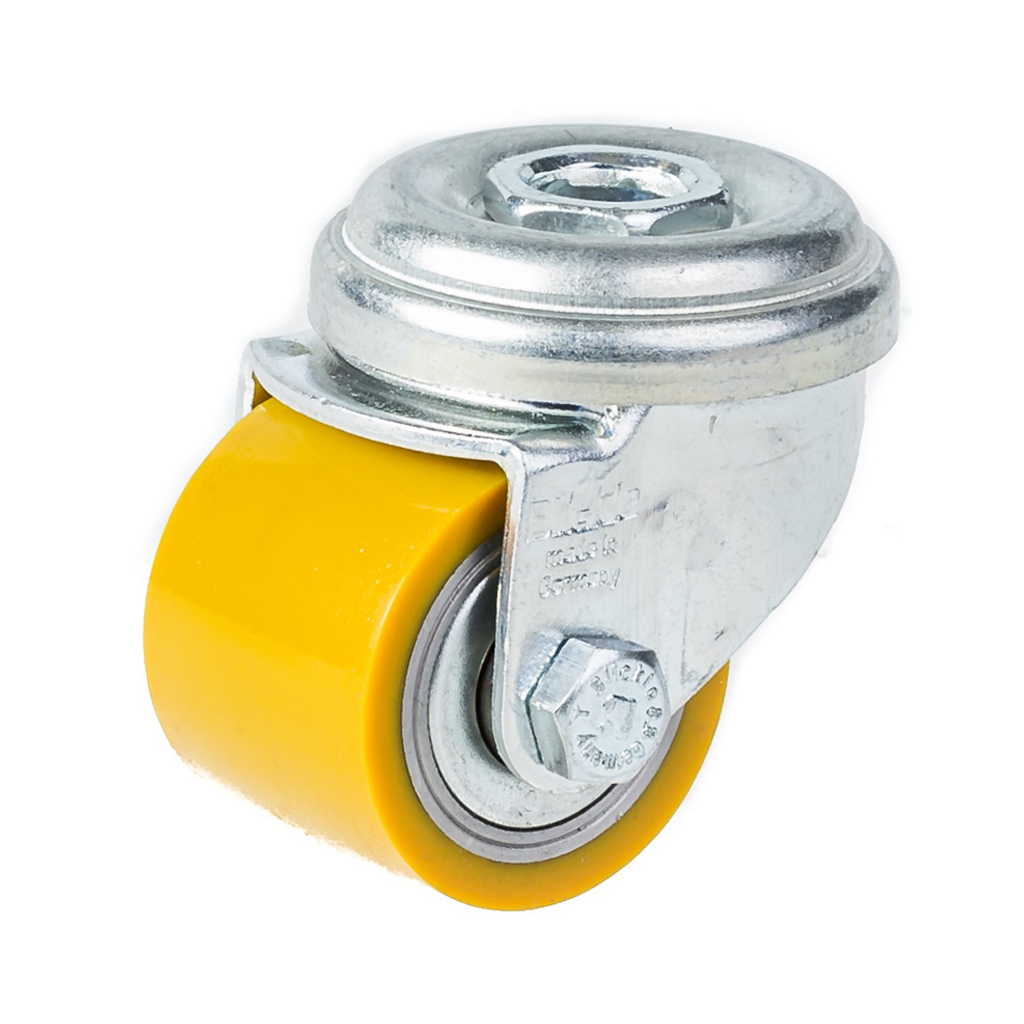 LRA-VSTH 35K 35mm swivel 11mm bolt hole castor with wheel polyurethane on steel centre ball bearing 100kg.