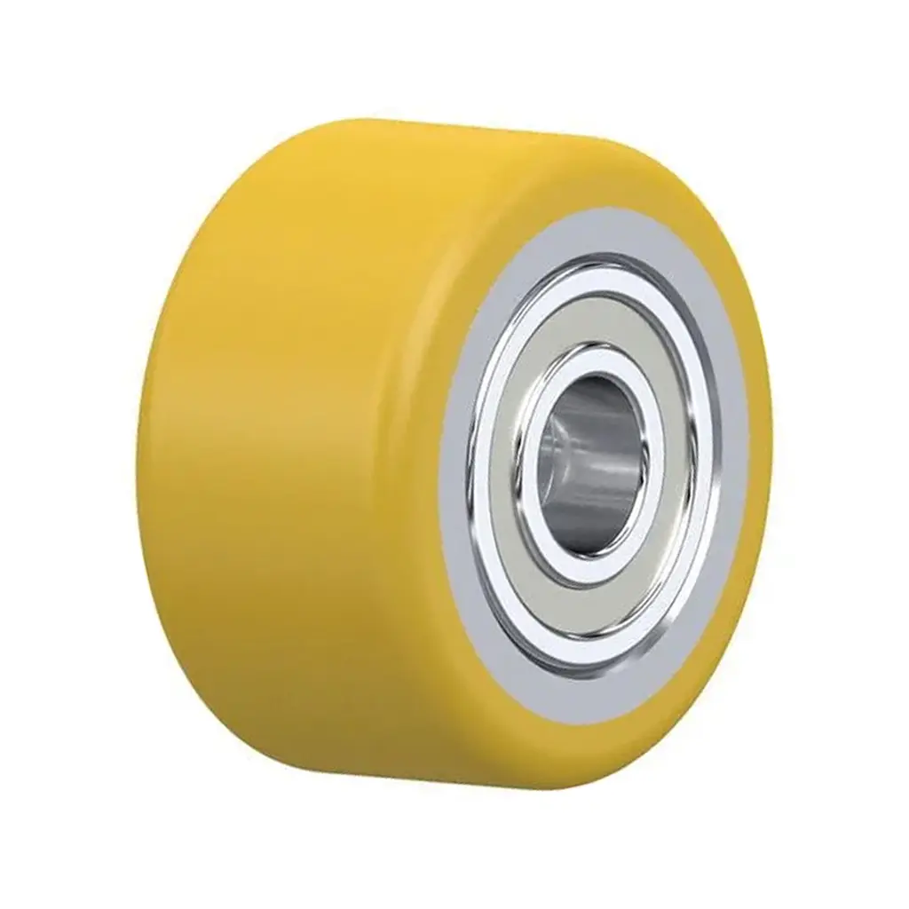 VSTH 75/20K Wheel series 75x40mm yellow Extrathane® polyurethane on steel centre 20mm bore hub length 40mm ball bearing 270kg