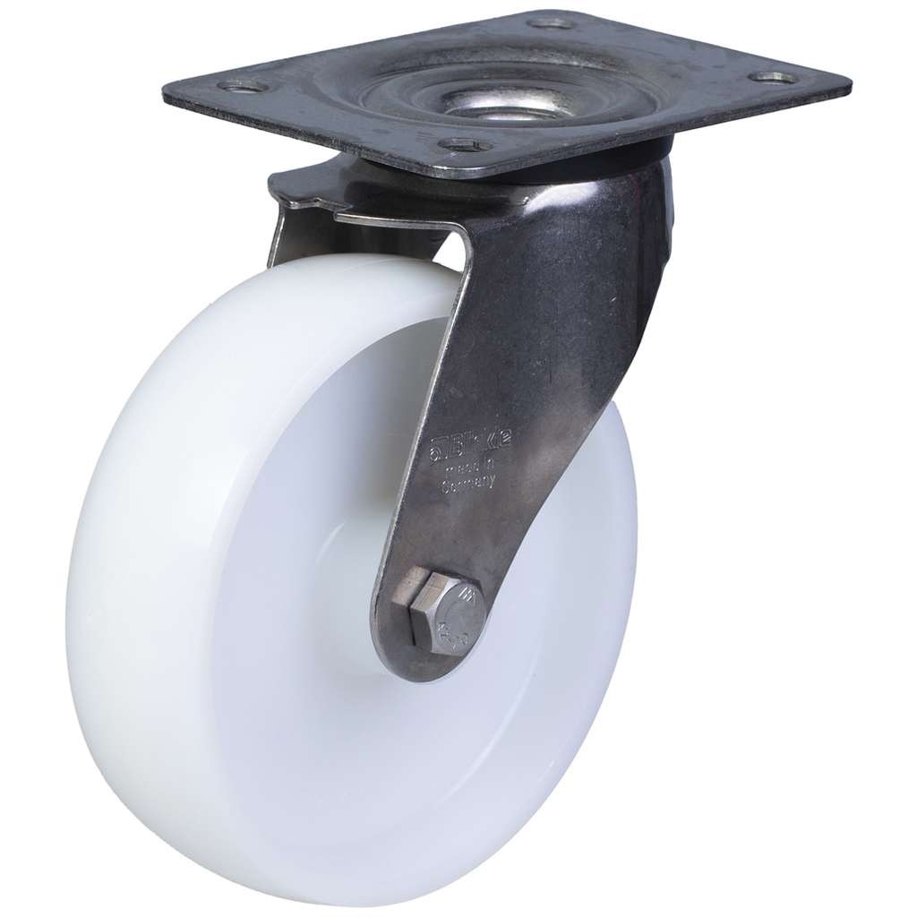 300SS series 160mm stainless steel swivel top plate 140x110mm castor with nylon plain bearing wheel 300kg