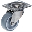 300SS series 80mm stainless steel swivel top plate 100x85mm castor with grey thermoplastic rubber on polypropylene centre plain bearing wheel 100kg