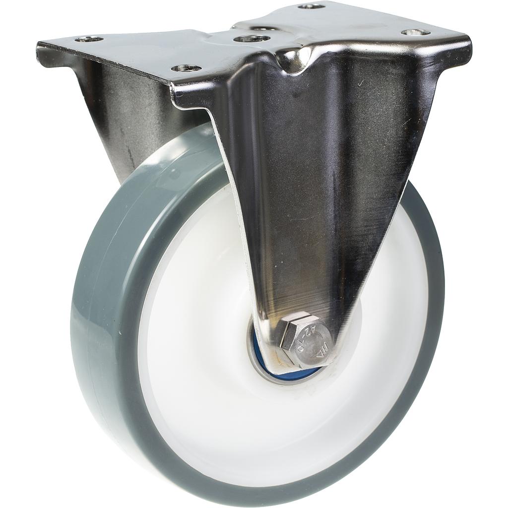 300/400SS series 160mm stainless steel fixed top plate 140x110mm castor with polyurethane on polypropylene centre stainless steel ball bearing wheel