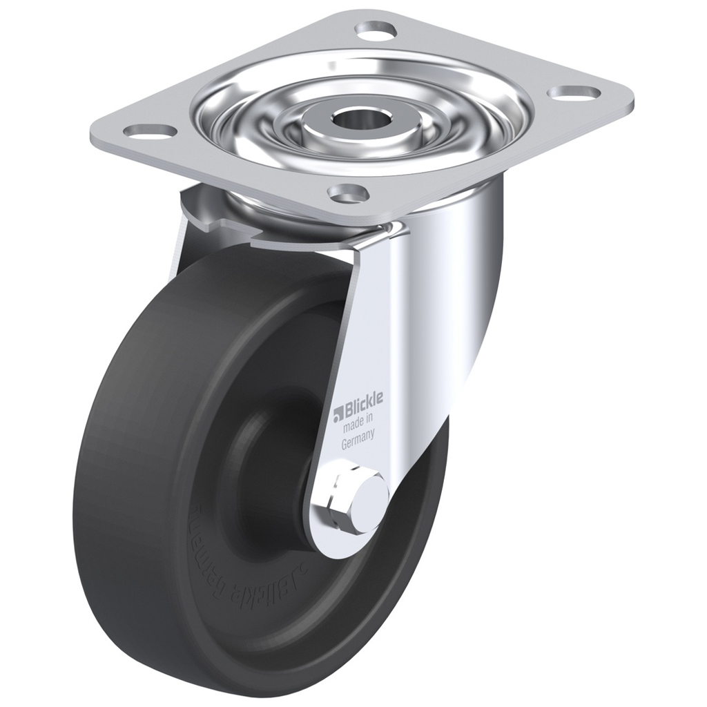 LI-POHI 100G, 100mm swivel top plate 100x85mm castor with heat resistant thermoplastic plain bearing wheel 120kg.