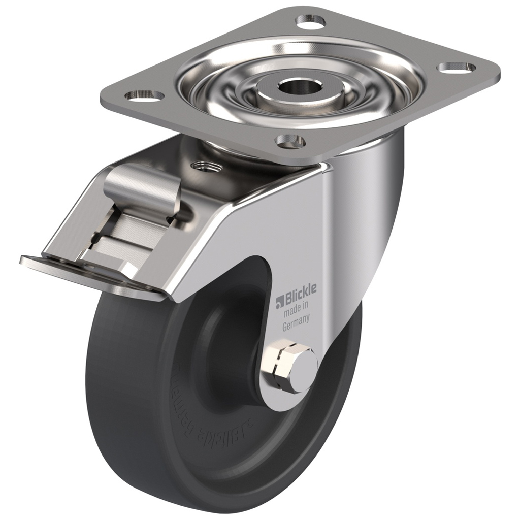 LIX series 100mm stainless steel swivel/brake top plate 100x85mm castor with heat resistant thermoplastic (-25°C - +250°C) plain bearing wheel 120kg