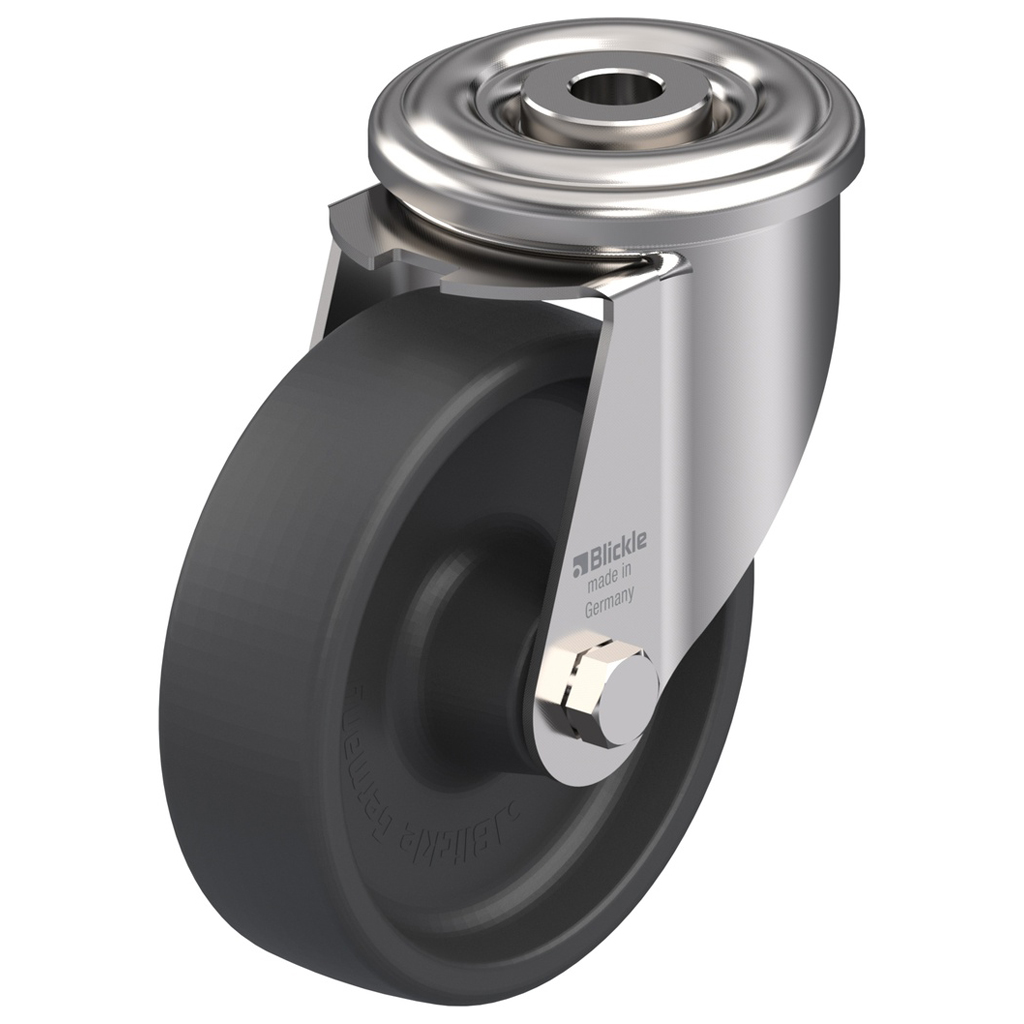 LIXR series 100mm stainless steel swivel bolt hole 13mm castor with heat resistant thermoplastic (-25°C - +250°C) plain bearing wheel 120kg