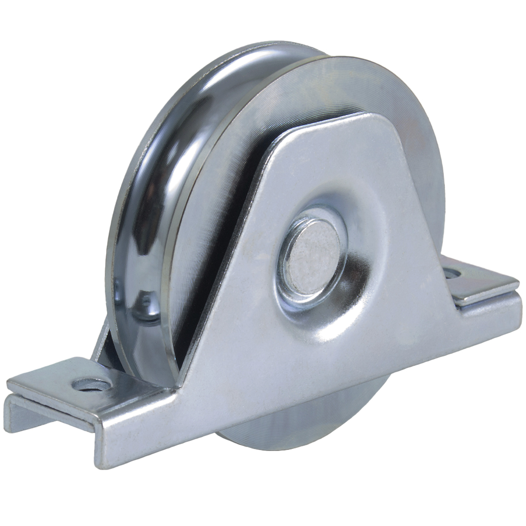100mm Round groove wheel in 2-hole support bracket
