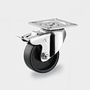 100 series 75mm swivel/brake top plate 60x60mm castor with black polypropylene plain bearing wheel 70kg
