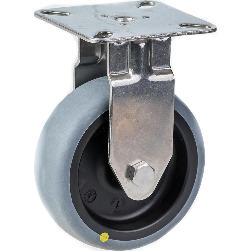 100 series 75mm fixed top plate 60x60mm castor with electrically conductive grey thermoplastic rubber on polypropylene centre plain bearing wheel 50kg