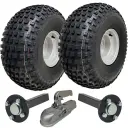ATV Trailer Kit, 22x11.00-8 4pr P323 Knobby tyre, Hub/stub axle 35x35mm, Cast hitch, 310kg load capacity