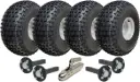 Twin axle ATV Trailer Kit, 22x11.00-8 4pr P323 Knobby tyre, Hub/stub axle 35x35mm, pressed hitch, 620kg load capacity