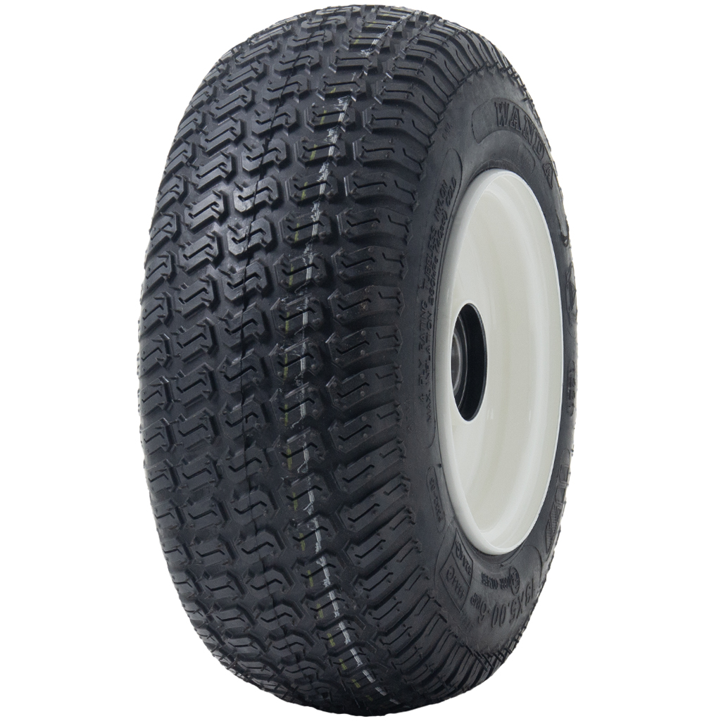 13x5.00-6 4ply P332 grass tyre on White 25x80mm ball bearing rim + cap