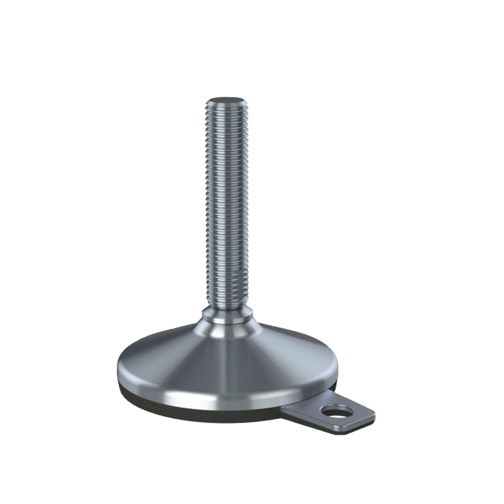 M20x100 Stainless steel levelling foot 105mm stainless base & fixing hole with anti-vibration rubber pad 2200kg AISI 304/A2