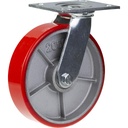 500 series 200mm swivel top plate 140x110mm castor with polyurethane on cast iron centre ball bearing wheel 500kg
