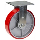 500 series 200mm fixed top plate 140x110mm castor with polyurethane on cast iron centre ball bearing wheel 500kg