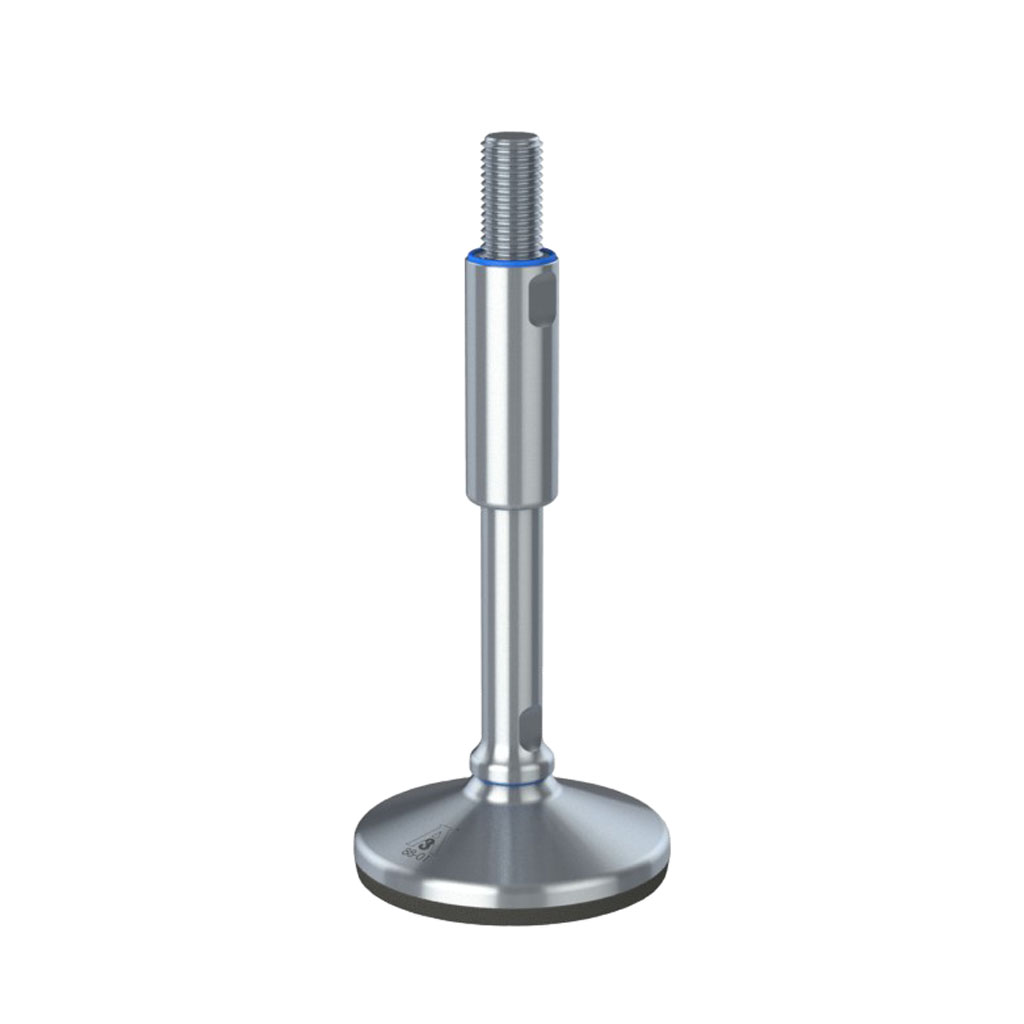 M20x210 Stainless certified hygienic levelling foot 105mm stainless base with anti-vibration rubber pad 2200kg AISI 304/A2