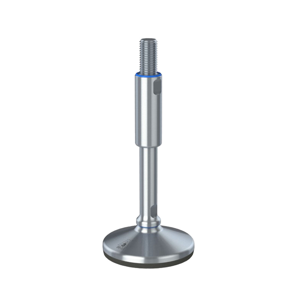 M20x210 Stainless steel certified hygienic levelling foot 105mm stainless base with anti-vibration rubber pad 2200kg AISI 304/A2