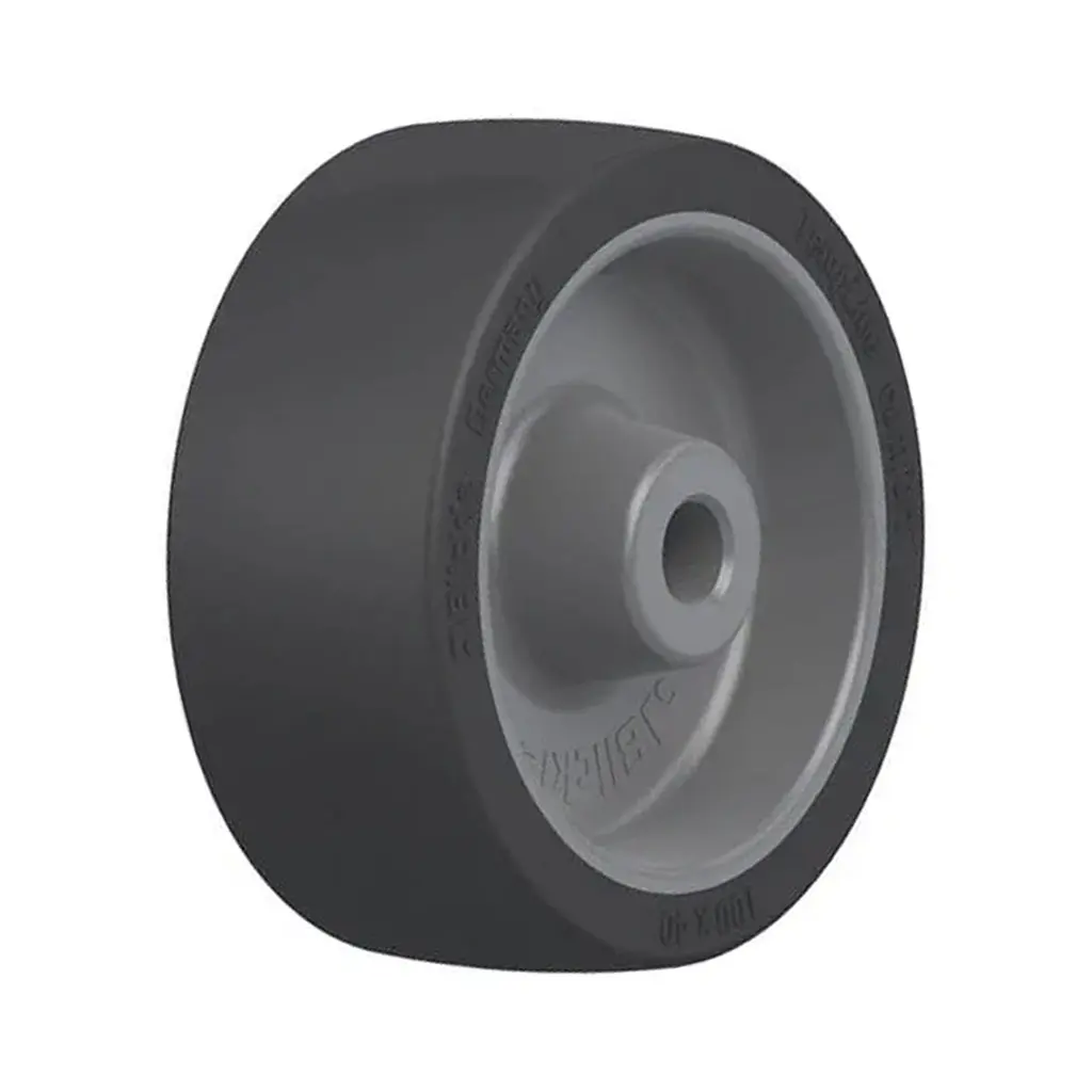 POSI 100/12G Wheel series 100mm black heat resistant silicone rubber on thermoplastic centre (-25°C - +250°C) 12mm bore hub length 45mm plain bearing 100kg