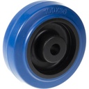 Wheel series 100mm blue elastic rubber on nylon centre 12mm bore hub length 44mm plain bearing 150kg