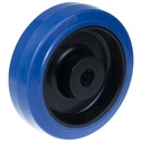 Wheel series 160mm blue elastic rubber on nylon centre 20mm bore hub length 60mm roller bearing 300kg