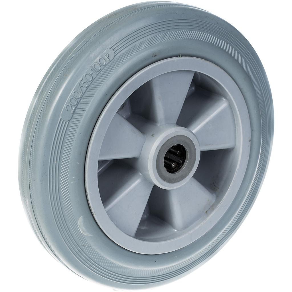 Wheel series 200mm grey rubber on polypropylene centre 20mm bore hub length 60mm roller bearing 205kg