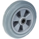 Wheel series 200mm grey rubber on polypropylene centre 20mm bore hub length 60mm roller bearing 205kg
