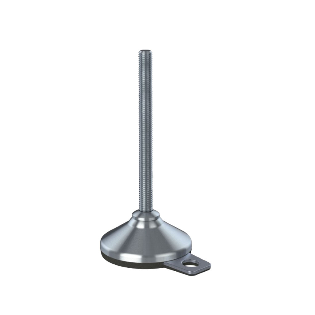M12x150 Stainless steel levelling foot 80mm stainless base & fixing hole with anti-vibration rubber pad 1000kg AISI 304/A2