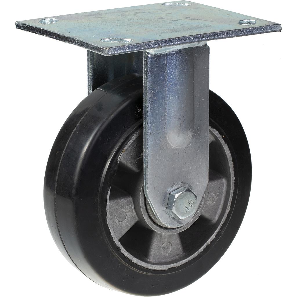 500 series 152mm fixed top plate 140x110mm castor with black elastic rubber on aluminium centre ball bearing wheel 330kg