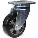 800 series 152mm swivel top plate 135x110mm castor with black elastic rubber on aluminium centre ball bearing wheel 400kg