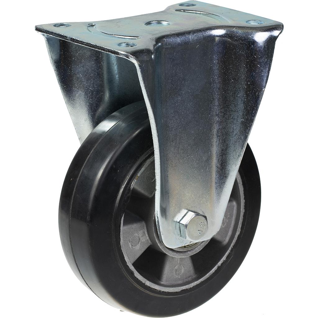 800 series 152mm fixed top plate 135x114mm castor with black elastic rubber on aluminium centre ball bearing wheel 330kg