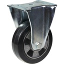 800 series 152mm fixed top plate 135x114mm castor with black elastic rubber on aluminium centre ball bearing wheel 400kg