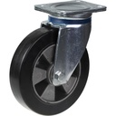 800 series 200mm swivel top plate 135x110mm castor with black elastic rubber on aluminium centre ball bearing wheel 450kg