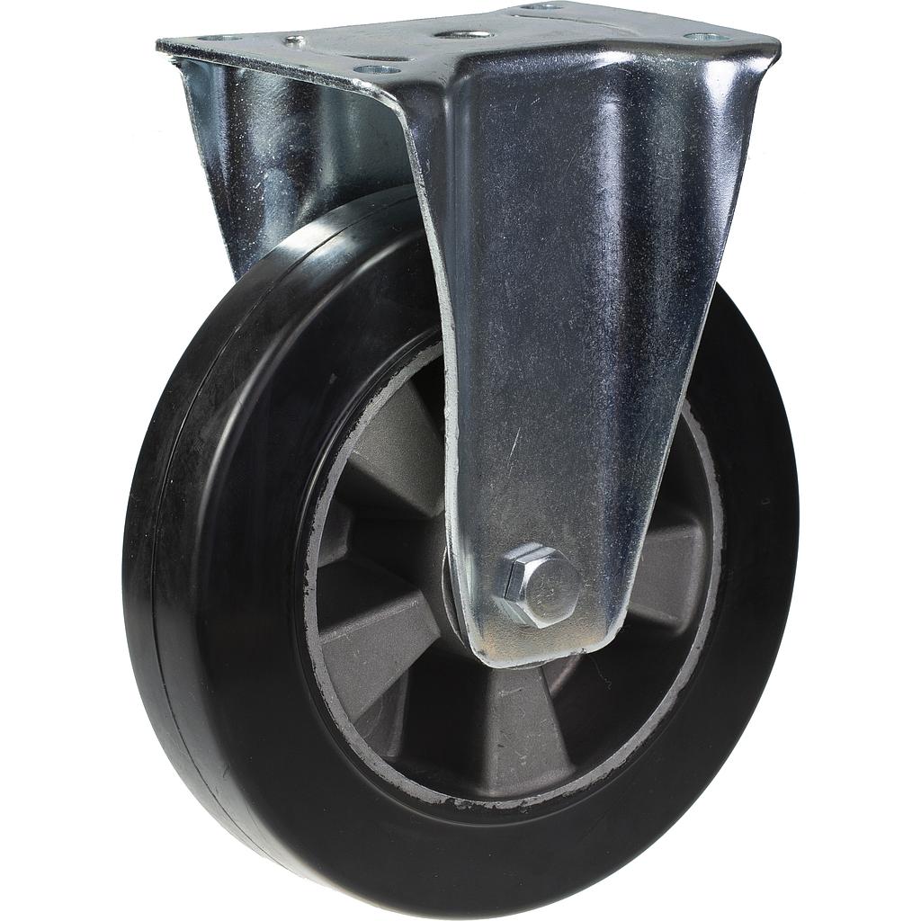 800 series 200mm fixed top plate 135x114mm castor with black elastic rubber on aluminium centre ball bearing wheel 450kg