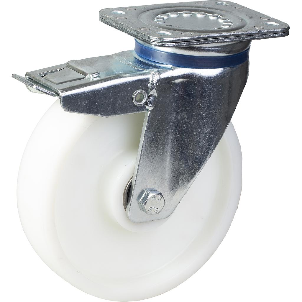 800 series 200mm swivel/brake top plate 135x110mm castor with nylon plain bearing wheel 800kg